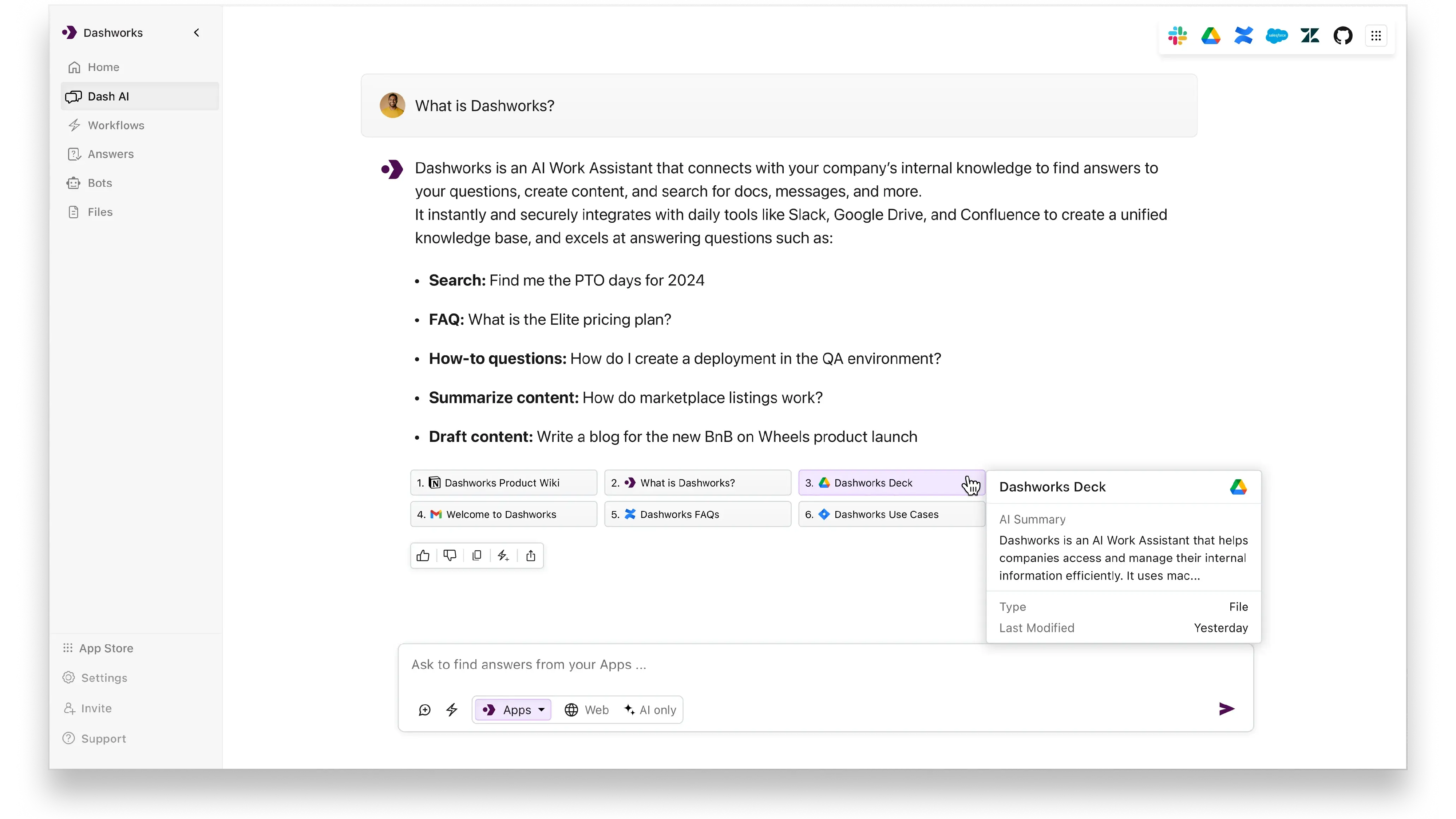 Dash AI - Lucid integration - Centralize knowledge scattered across all your apps, and get accurate AI-powered answers to all your questions